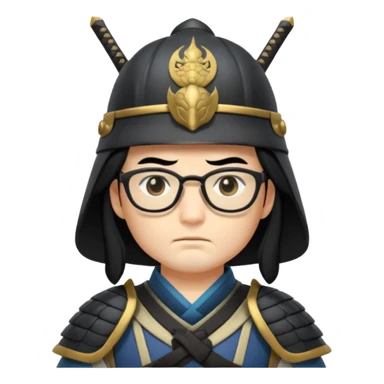 samurai, slim, long hair , glasses sticker