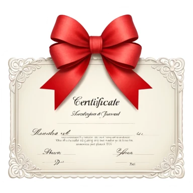 a white certificate with a bow on a black background. Lots of details. perspective sticker