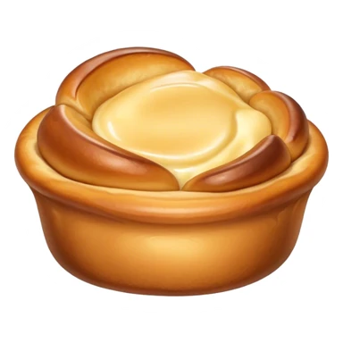Cinematic Realistic Yorkshire Pudding Dish Emoji, showcasing a light, airy, golden puff with a crispy exterior rendered with lifelike detail and soft natural lighting that accentuates its classic appeal. sticker
