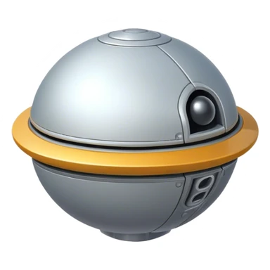 a simple, spherical spaceship shaped like a ball, with a smooth surface and minimalistic details. Use a plain background. sticker