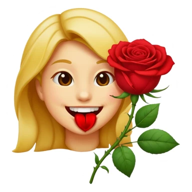 Normal emoji biting a rose flower  sticker