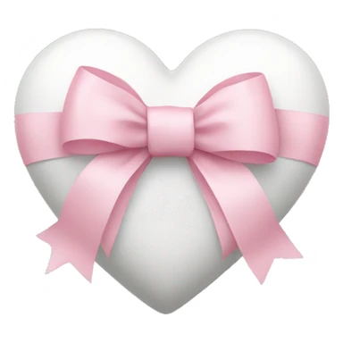 White heart with light pink ribbon bow sticker