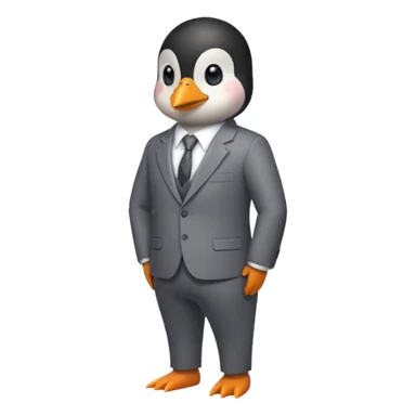 pixelated penguin office worker sticker