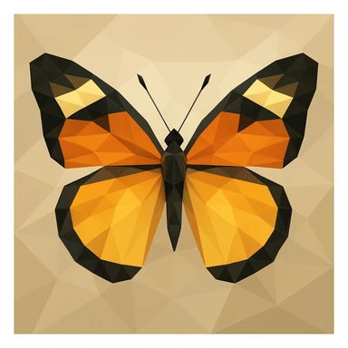 a butterfly in low-poly polygonal style, geometric shapes, modern look sticker