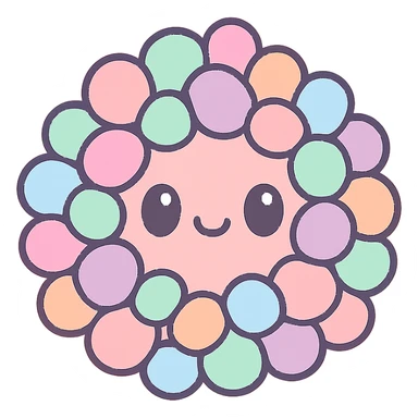 cute face colorful vibrant round bumpy candy cluster, nerds gummy cluster sticker