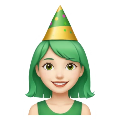 party hatted green haired girl sticker