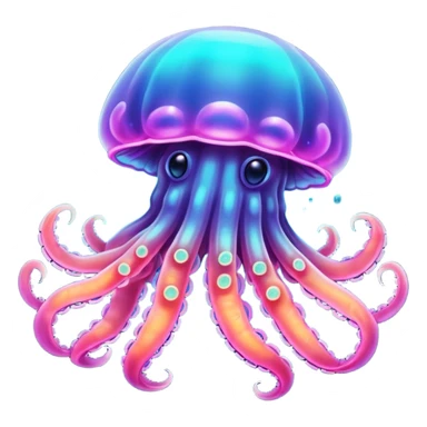 Neon glowing jellyfish-crab-squi sticker