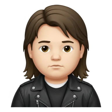 Long hair fat young boy in leather jacket sticker