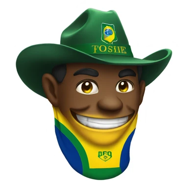 devil wearing brazil soccer jersey and cowboy hat sticker