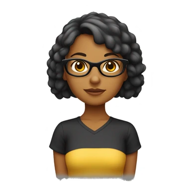 Chica moreita,pelo larguisimo negro risado, lentes de leer redondos, que sea el cuerpo entero y con bata medica sticker