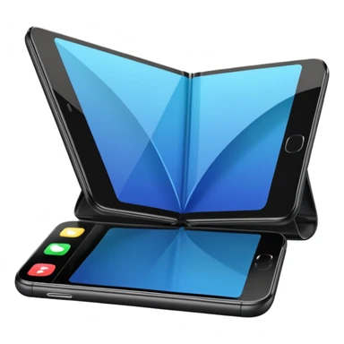 Foldable phone halfway open.






















 sticker