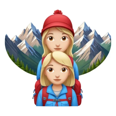 girl backpacking, travelling mountains background sticker
