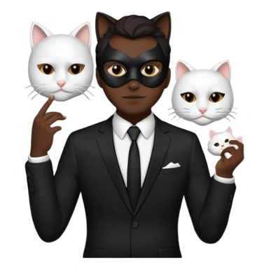 Dancing man in black suit and white cat mask sticker