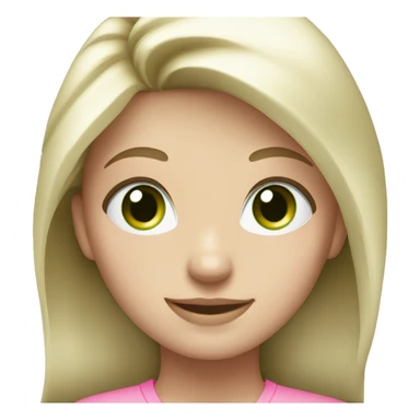 blond pale girl with platinum hair with green eyes in pink scrub sticker