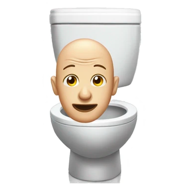 a bald man head in a toilet with a long neck  sticker