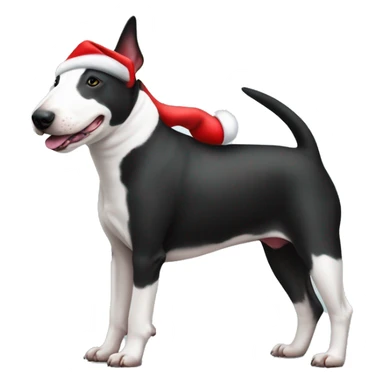 Black and white Bull terrier with Santa hat sticker