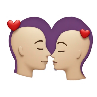 one man head and one woman head kiss with a heart in the middle  sticker