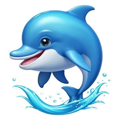 Cinematic Adorably Playful Dolphin Portrait Emoji, Bouncing joyfully through sparkling turquoise waves with a sleek, streamlined body of glossy blue skin, a wide, infectious smile, and bright, twinkling eyes that radiate pure delight, Simplified yet charmingly exuberant features, highly detailed, glowing with a radiant, bubbly aquatic glow, high shine, energetic and heartwarming, stylized with an air of whimsical ocean fun, soft glowing outline, capturing the essence of a super cute dolphin that seems ready to leap out of the screen spreading joy! sticker