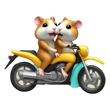 Two hamsters driving motorbike on the palm beach  sticker