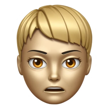 Robot emoji with a "Karen" haircut and angry facial expression sticker