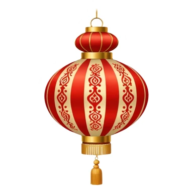 red beige ornamented chinese lantern sticker