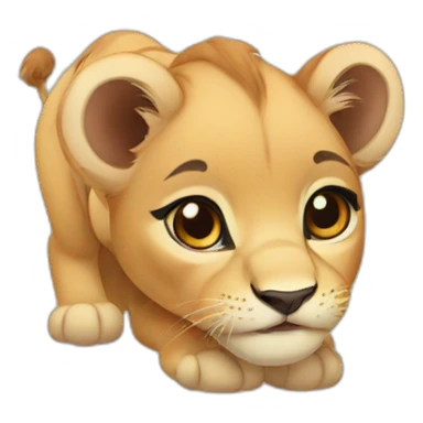 baby lioness with eyelashes sticker