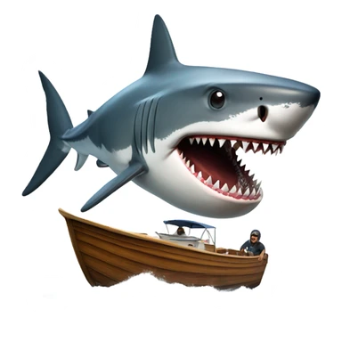 shark eating a boat sticker