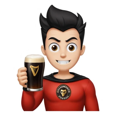 A freakazoid holding a guiness sticker