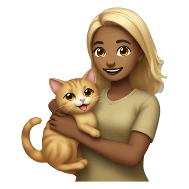 A brown girl from Dubai with blonde brownish hair holding a cat and smiling and winking  sticker