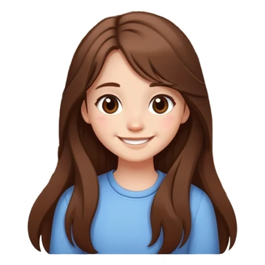 Girl with long brown hair cutely with 🥹cartoon style cottage core sticker