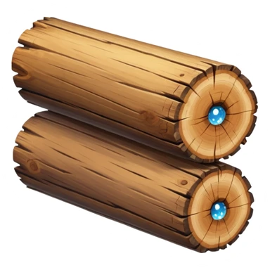 two logs, one propped up sideways on the bottom log, with a sparkle in the foreground sticker