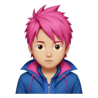 yuiji itadori jjk avec cheveux rose veste bleu capuche rouge sticker