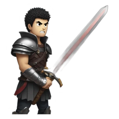 angry berserk guts with large sword sticker