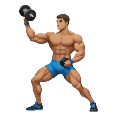 side-view bodybuilder dumbbell lunges sticker