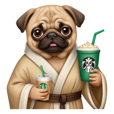 Pug wearing a Rob drinking Starbucks  sticker