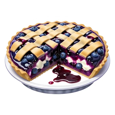 Make an emoji of a blueberry pie (small) that's broken off a bit so you can see the blueberry jam sticker