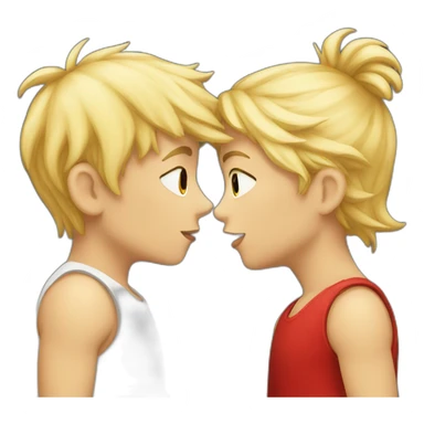 Blond Boy and Red girl kiss sticker