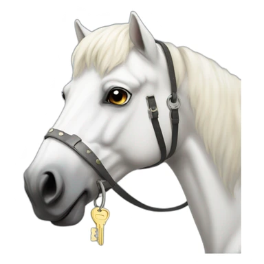 White stallion mustang wearing a key around the neck sticker