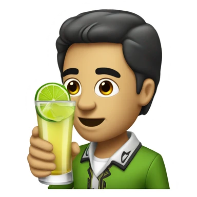 a shot of tequila with lime sticker