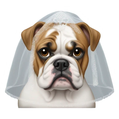 English bulldog with bridal veil sticker
