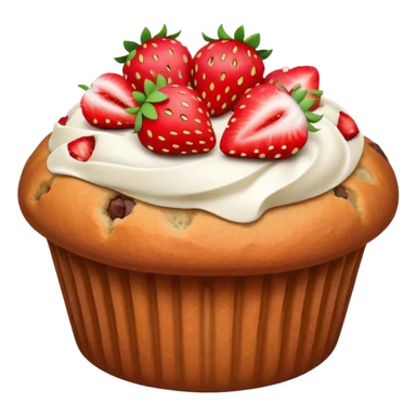 a muffin with small pieces of strawberry on top sticker