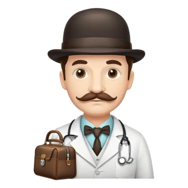Dr. Watson with mustache, bowler hat and medical bag sticker