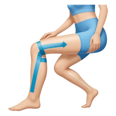 leg with kinesio tape (physiotherapy) around knee in a somewhat circular way sticker