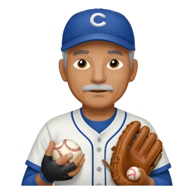 Older Baseball Coach with sports whistle and a baseball glove sticker