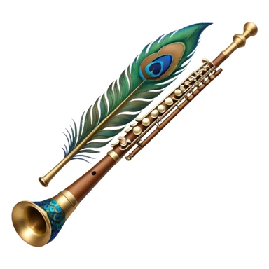 Normal Flute attached with peacock feather sticker