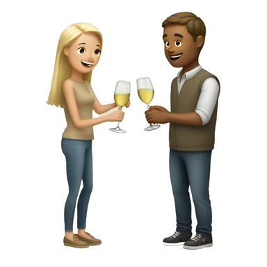 White couple sharing bottle of white wine sticker