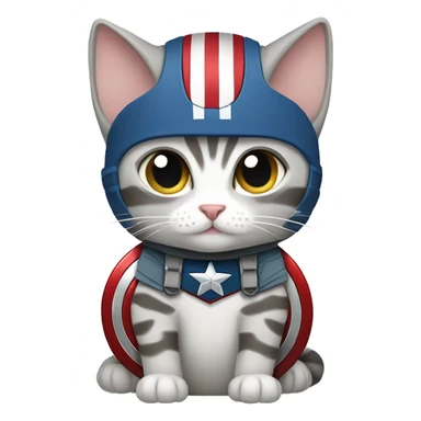 Light gray tabby cat wearing a Captain America costume  sticker
