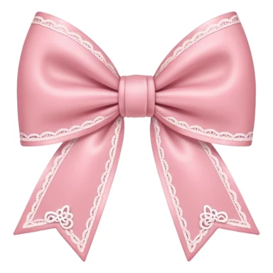 coquette style pink bow, soft and romantic, pastel pink, lace details, emoji size, no text sticker
