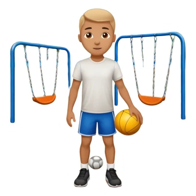 white sportsman in the playground with ball, dressed in t-shirt sticker