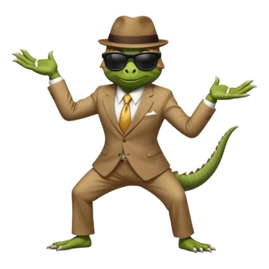 capitalist iguana banker godfather with black sunglasses breakdance startling sticker